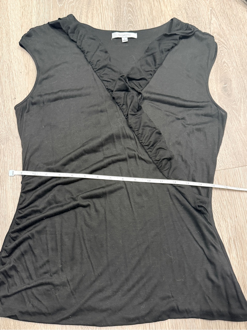Classiques Entier Women’s Black Ruffle-Trim Sleeveless Drape Camisole Size L - Picture 6 of 10